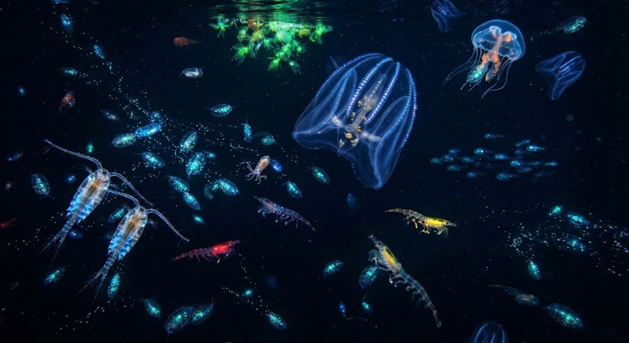 bioluminescenza, organismi marini bioluminescenti, isole Maldive