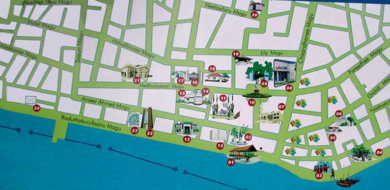 Piantina attrazioni turistiche a Male' Maldive