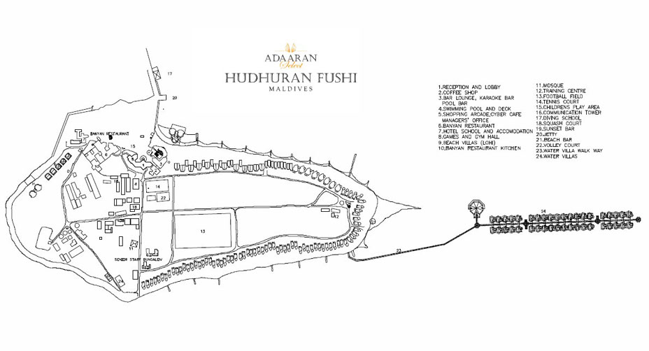 mappa Adaaran Hudhuran Fushi Maldive, Map Maldives