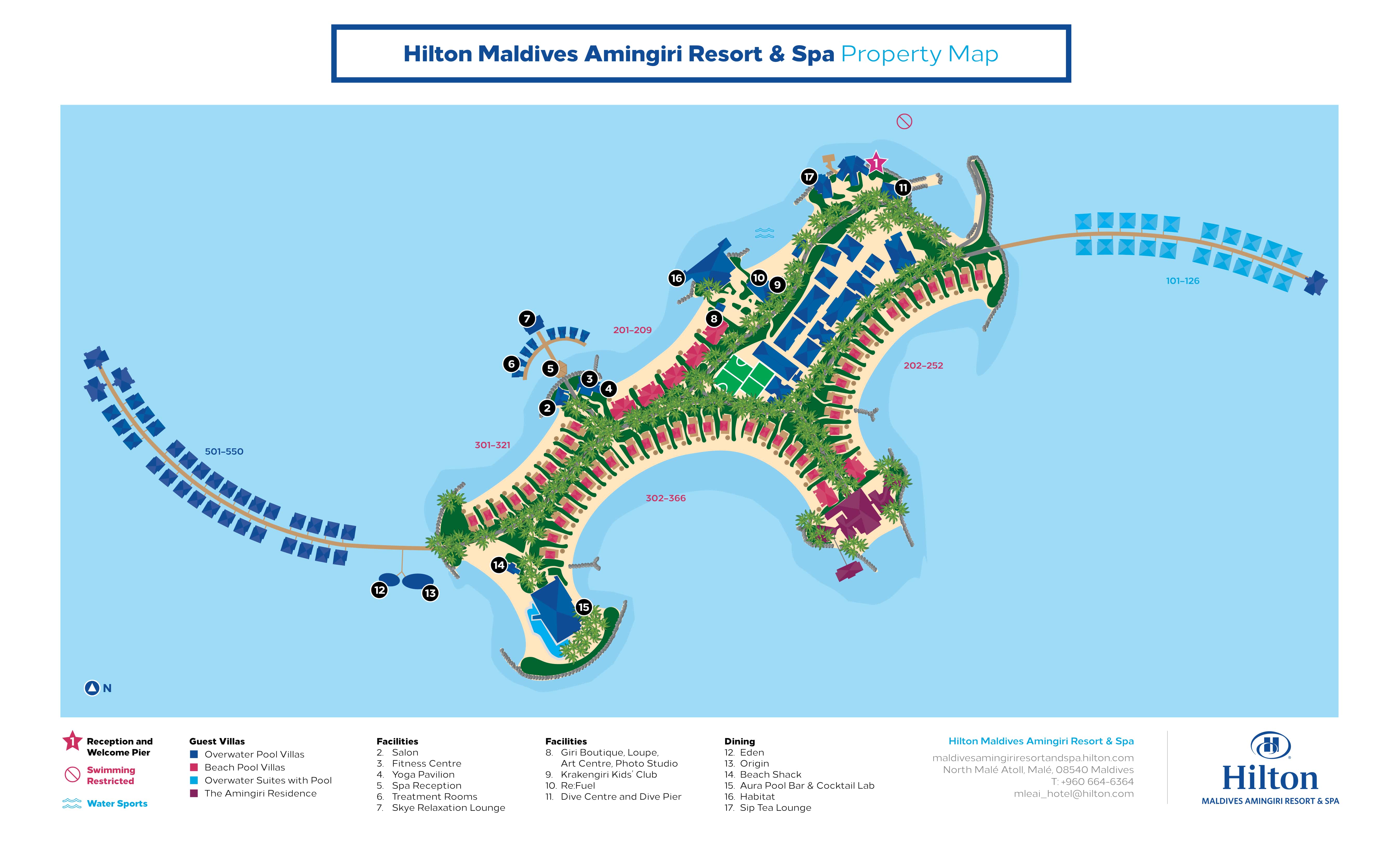 mappa Hilton Maldives Amingiri Resort & Spa Maldive, Map Maldives