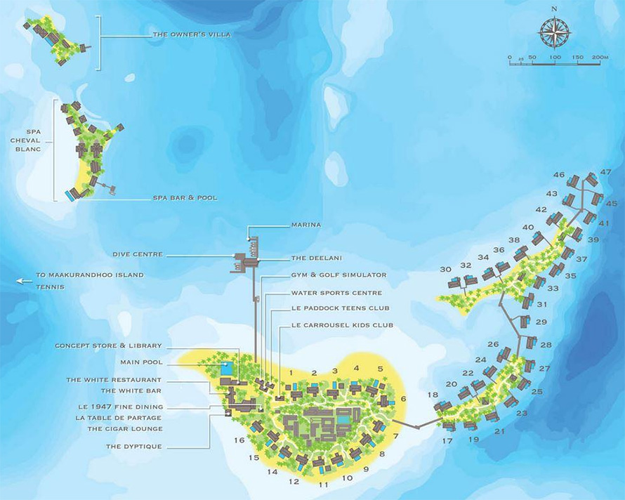 mappa Cheval Blanc Randheli, Map Maldives