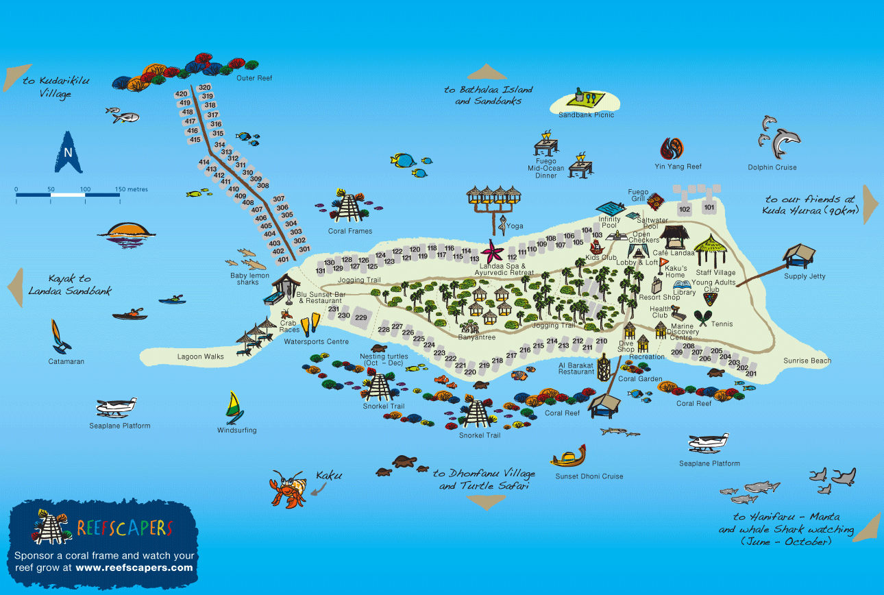 mappa Four Seasons Landaa Giraavaru Maldive, Map Maldives
