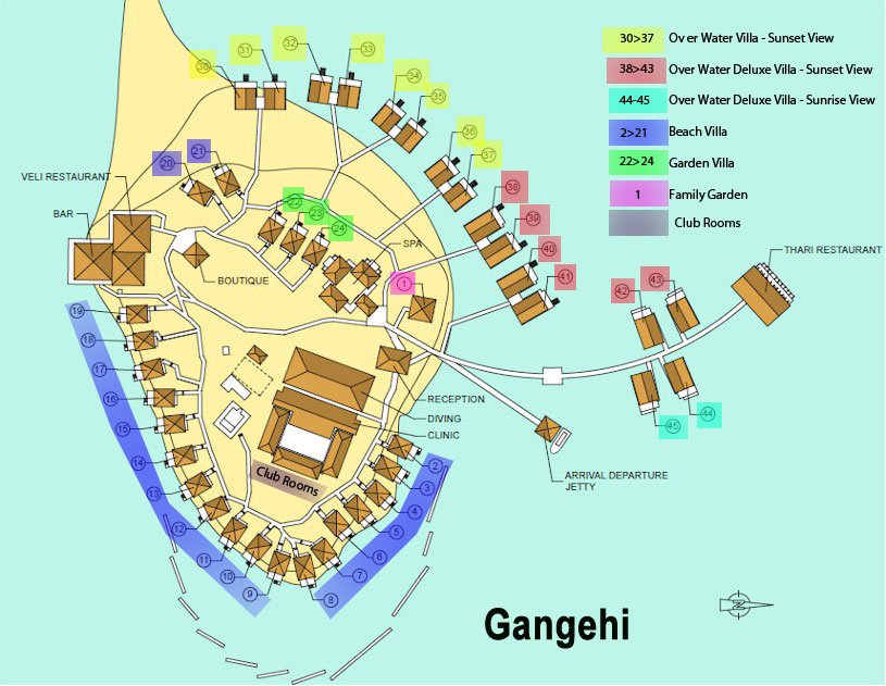 mappa Gangehi Maldive, Map Maldives