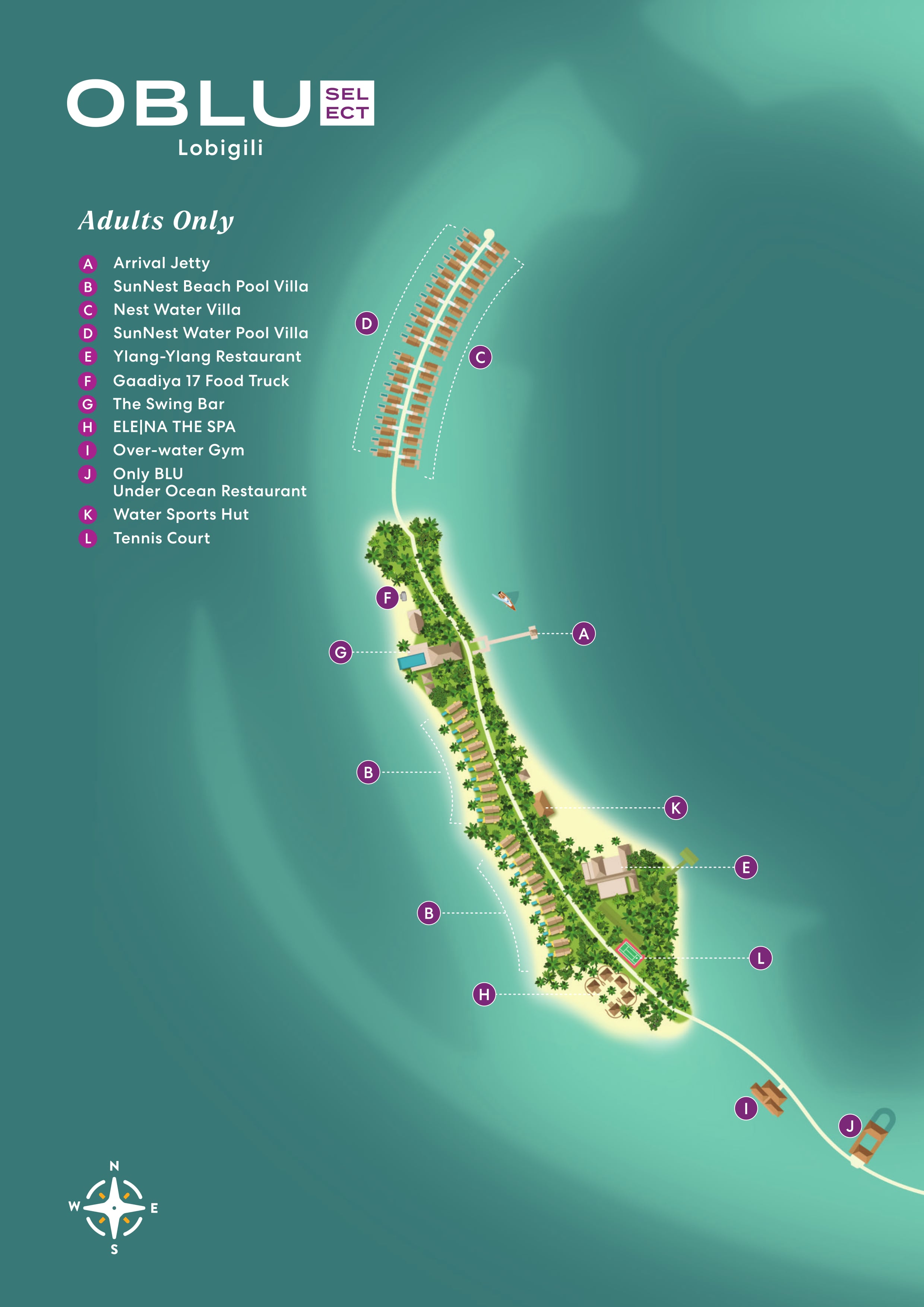 mappa Oblu Select Lobigili, Map Maldives
