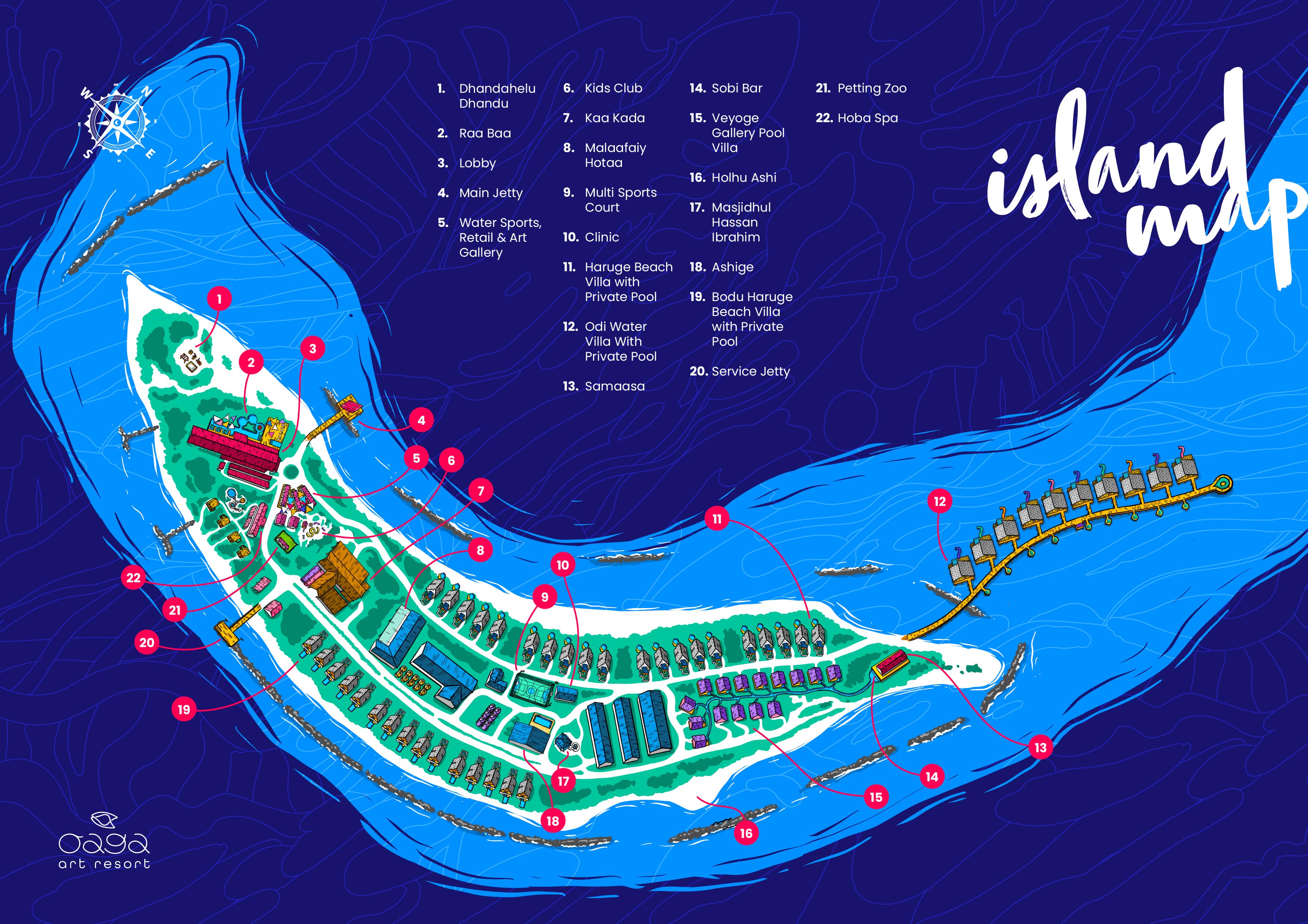 mappa Oaga Art Resort Maldive, Map Maldives